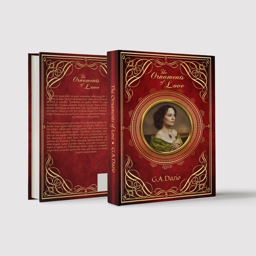 Historical romance book cover with the title 'Red and Gold Novel Cover for 19th-Century Spanish Coming-of-Age Romance'