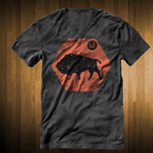 Distressed t-shirt with the title 'T-shirt design for “In the Buff”'