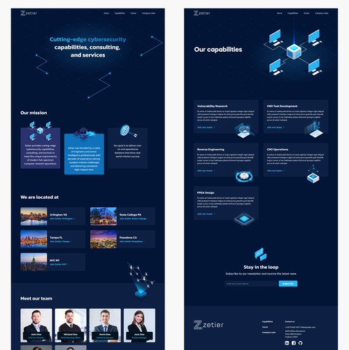 Isometric website with the title 'Website for a cyber security company (2nd option)'
