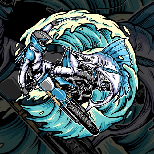 Fishing t-shirt with the title 'Dirtbike surfing'