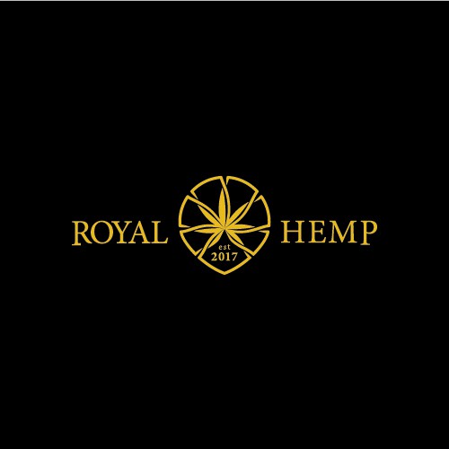 Vegan logo with the title 'Royal Hemp'
