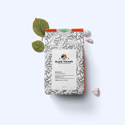Line art packaging with the title 'Coffee Pouch'