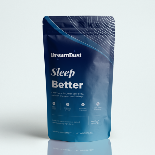 Calming design with the title 'Sleeping powder'