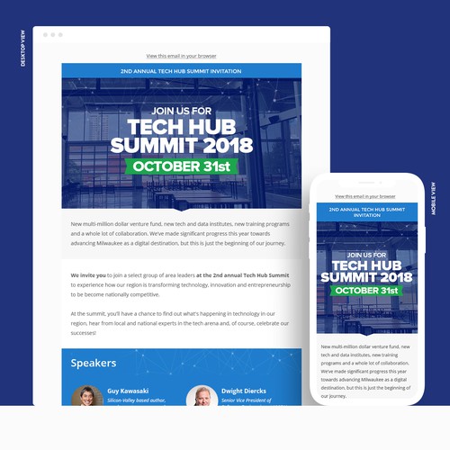Webinar design with the title 'Technology Event Invitation Email'