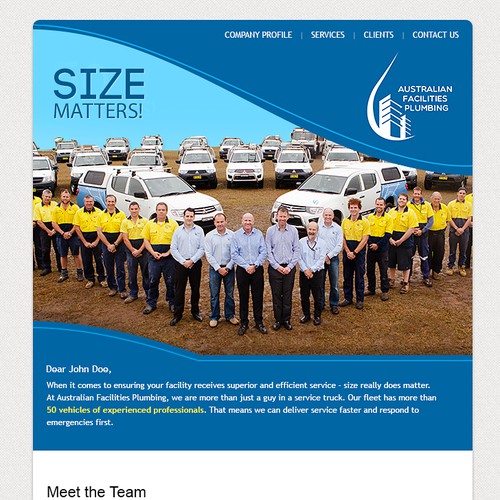 Newsletter design with the title 'Creative Email Template for Facility Management Company'