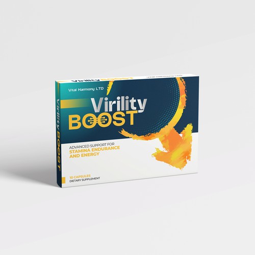 Energy packaging with the title 'Virility Boost Supplement Packaging Design'