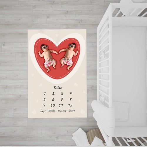 Twin design with the title 'Design Baby milestone blanket'