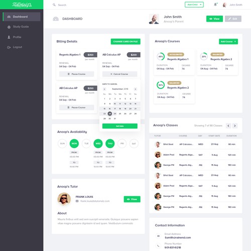 Profile design with the title 'Education Dashboard UI'