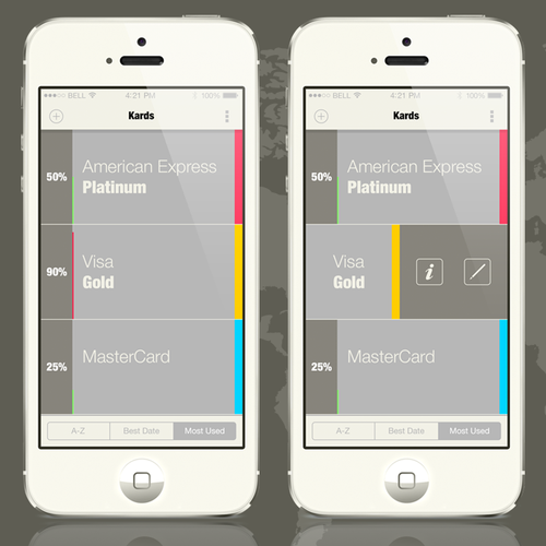 IPhone design with the title '** Extended / Prize Increased ** Create a clean, modern iPhone App UI for Kards'