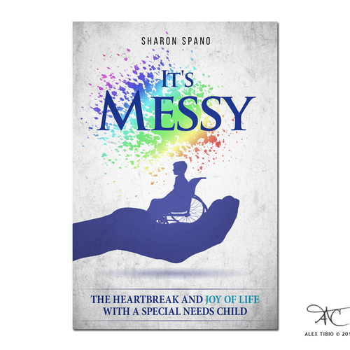 Children's book cover with the title 'book cover design for Sharon Spano's "It's Messy"'