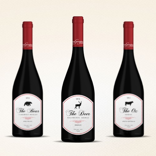 Vintage label with the title 'Wine label for Redproject.'