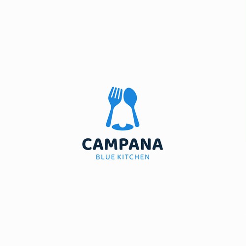 Kitchenware logo with the title 'Campana Blue Kitchen Logo'