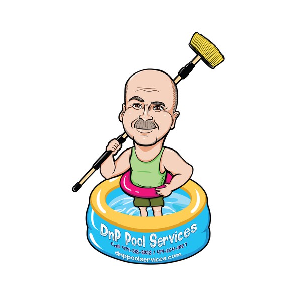 Caricature logo with the title 'Caricature logo for Pool Servicing Business'