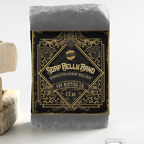 Bronze design with the title 'Label handcrafted soap'