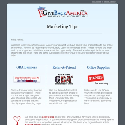 Charity design with the title 'New Email Design'