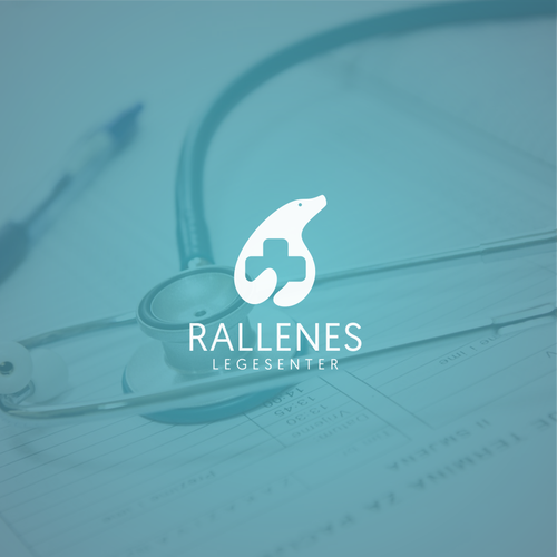 Polar bear logo with the title 'Rallenes Legecenter'