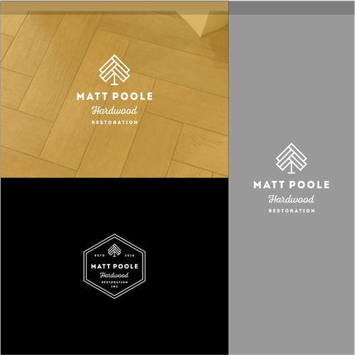 Construction company logo with the title 'the concept with pieces of wood flooring forms an abstract tree'