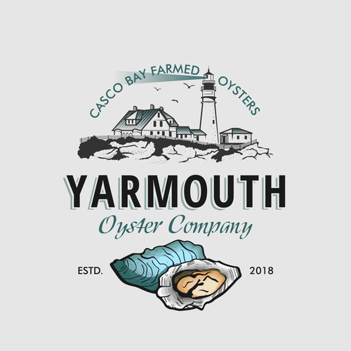 Oyster logo with the title 'Literal Logo for Farmed Oysters in Casco Bay'