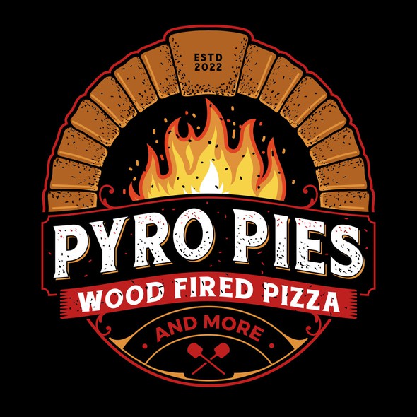 Pizzeria design with the title 'Pyro Pies'