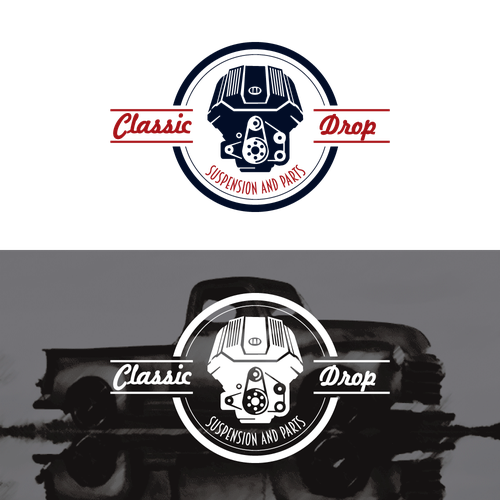 Motor logo with the title 'Logo concept for classic car parts'