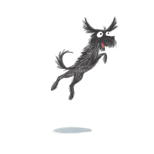 Pencil artwork with the title 'Dog character'