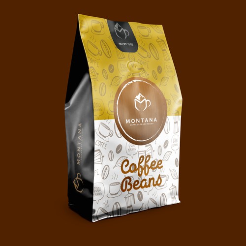 Coffee packaging with the title 'MONTANA COFFEE BEANS'