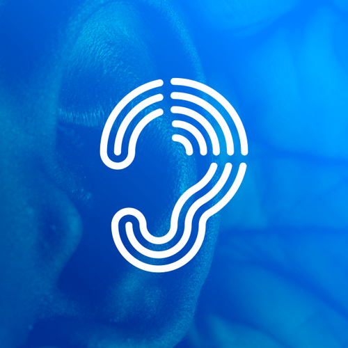 Ear design with the title 'Geometric Ear Logo for Audiology Clinic'