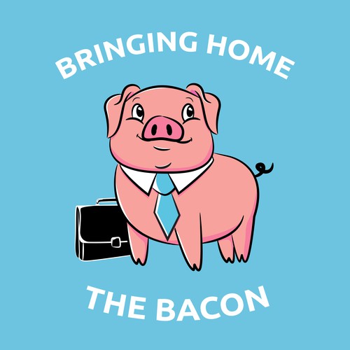 Tie design with the title 'T-shirt illustration of a business pig'