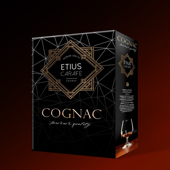 Gold and black design with the title 'Elegant box for Cognac'