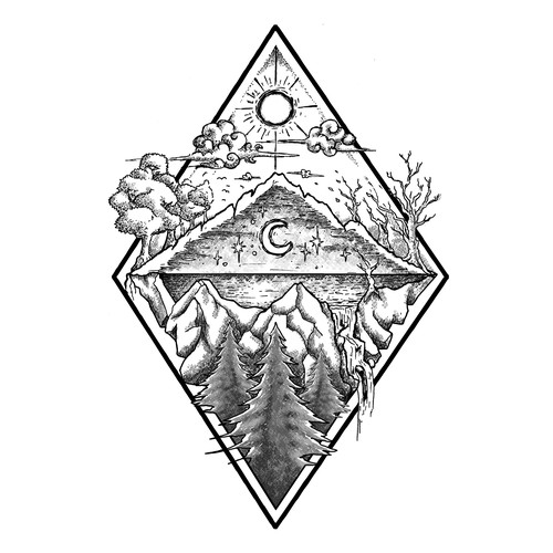 Pencil drawing design with the title 'Hand Draw Illustration for tatto'