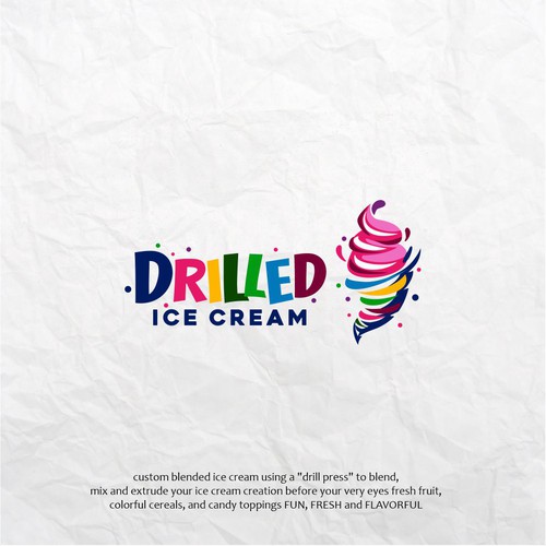 Ice logo with the title 'Fun Ice Cream Logo'