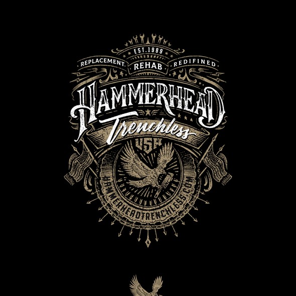 Masculine t-shirt with the title 'HAMMERHEAD T-SHIRT DESIGN'