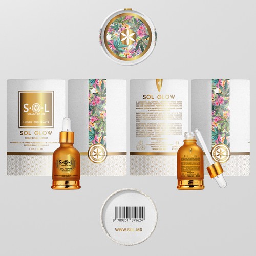 Aesthetic packaging with the title 'Label & Packaging Design S.O.L'