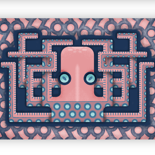 Pink artwork with the title 'Facebook banner illustration'