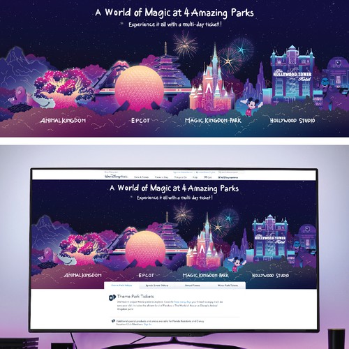 Sketch artwork with the title 'Walt Disney World Parks Illustration'