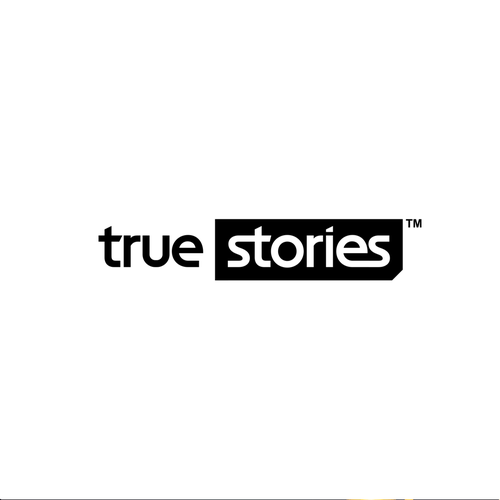 House music logo with the title 'Youthful, easy to read in small size logo for True Stories'