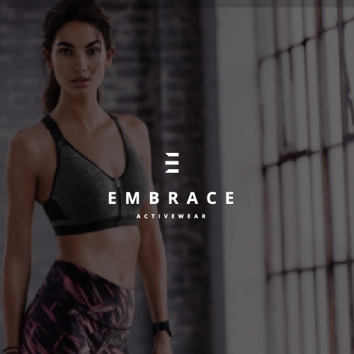 E design with the title 'Embrace - Activewear'