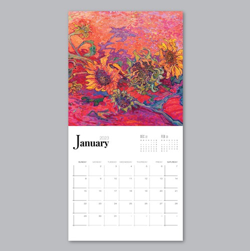 Fine art design with the title 'Calendar design for The Erin Hanson Gallery'