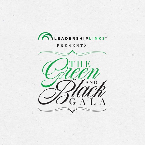 Corporate design logo with the title 'Winning design for The Green and Black Gala.'