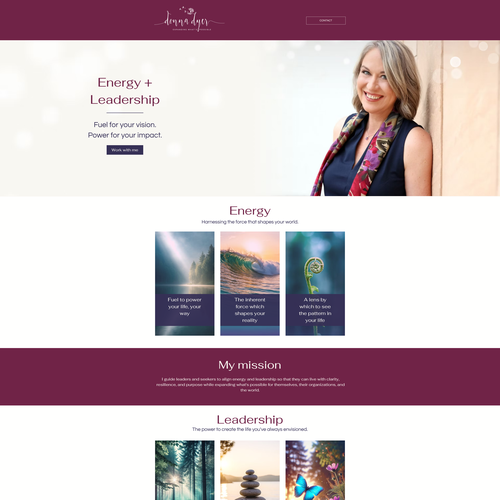 Coaching website with the title 'Website design for an  Energy & Leadership Coach'