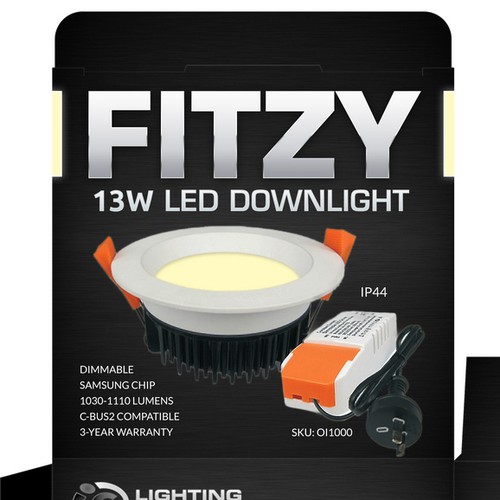 Light packaging with the title ' LED Downlight Box'