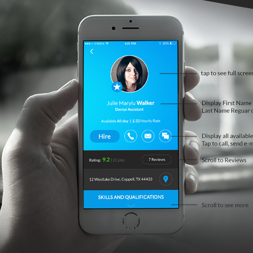 Rating design with the title 'New, easier way for doctors to find temp staff '