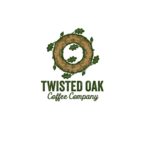 Oak tree design with the title 'Twisted Oak Coffee Logo'