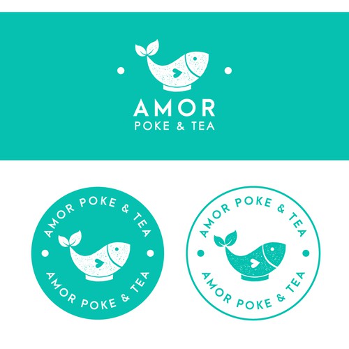 Creative design with the title 'Fun logo for a poke+tea cafe'