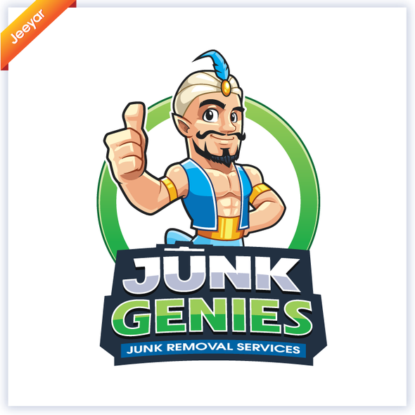 Junk removal logo with the title 'JUNK GENIES logo design'