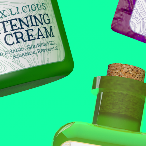 Abstract packaging with the title 'Skhindu Skinfood Label'