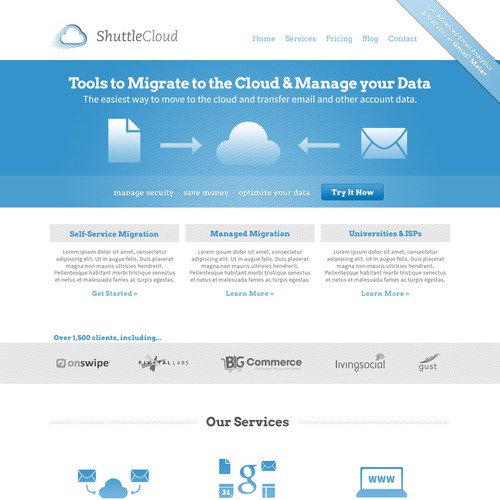 Data website with the title 'Cloud & Data Services Website'