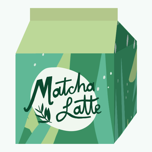 Abstract packaging with the title 'Matcha Latte carton'
