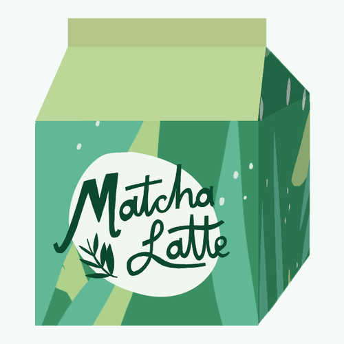 Matcha packaging with the title 'Matcha Latte carton'