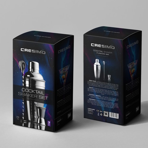 Cocktail packaging with the title 'Product packaging box for Foof&Drink industry'